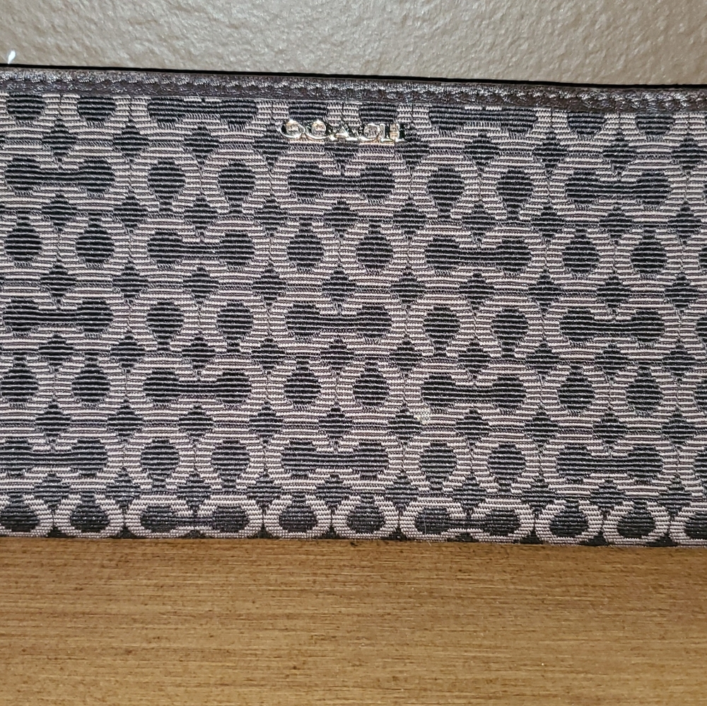 Coach Wallet Brown Signature C Leather and Fabric